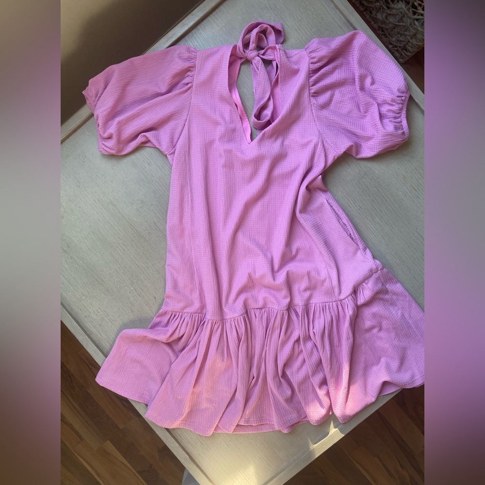 MELLODAY Lavender Drop Waist Puff Sleeve Dress